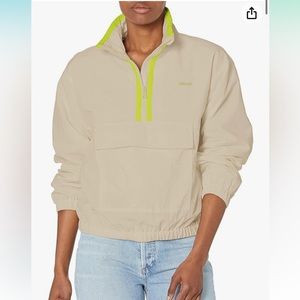 Levi's Beige Pullover Windbreaker with Neon Yellow Trim